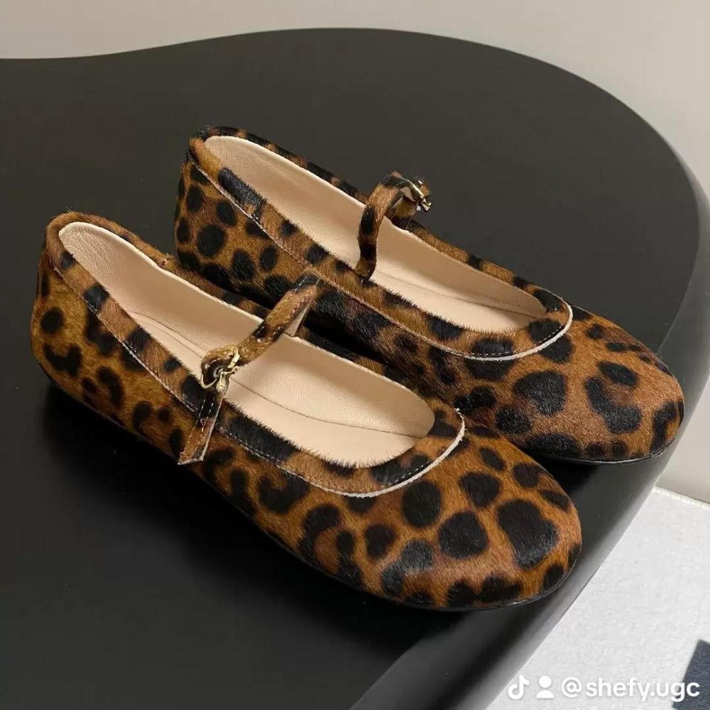 Leather Square Toe Ballet Flats