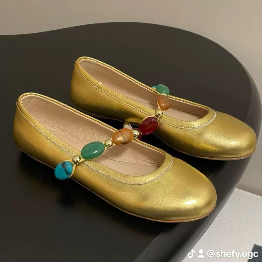 Leather Square Toe Ballet Flats