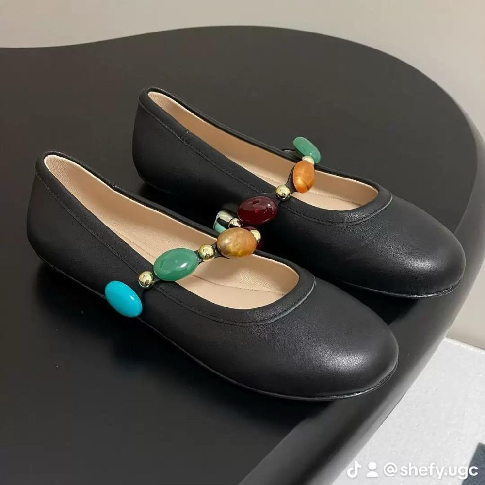 Leather Square Toe Ballet Flats