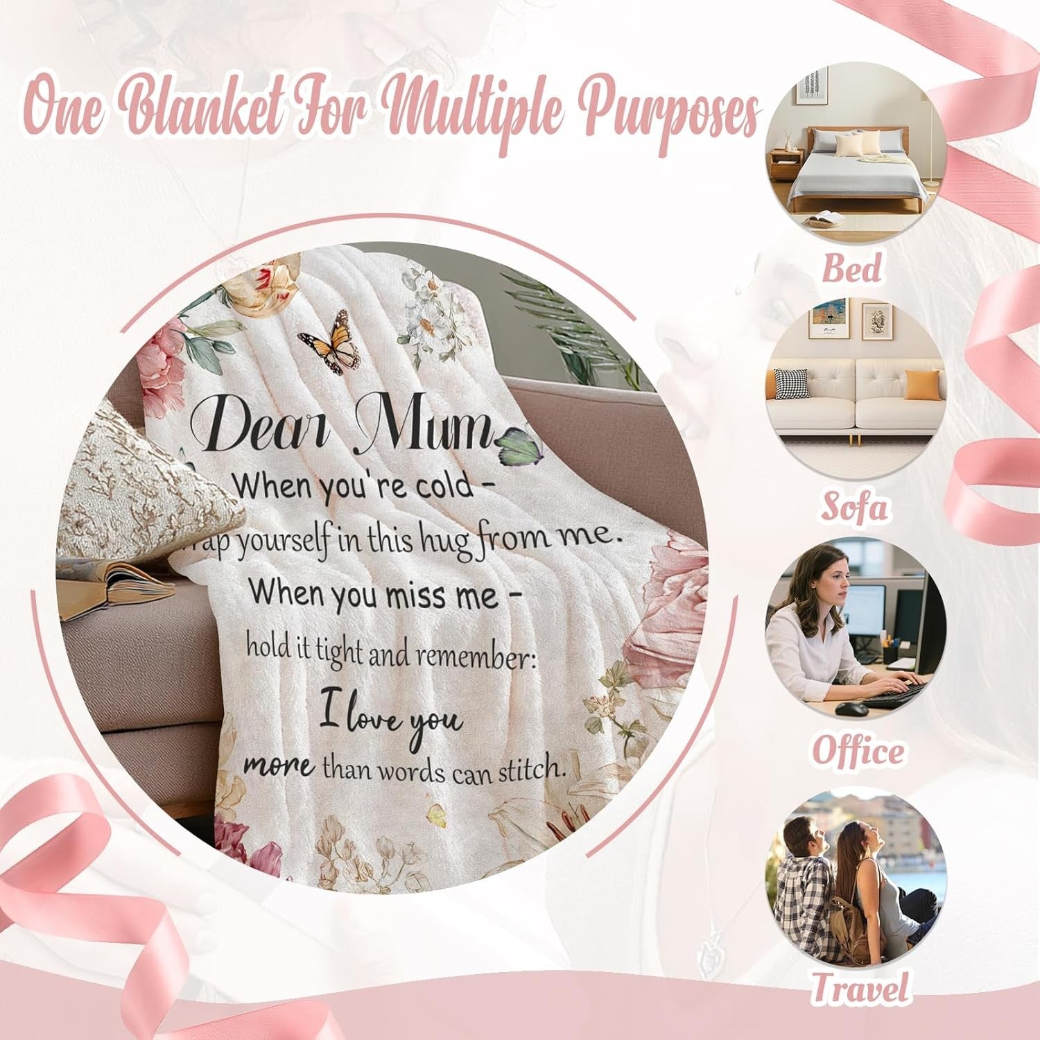 Best Mum Ever Blanket - Gifts for Mum from Daughter Son, Mother's Day, Birthday