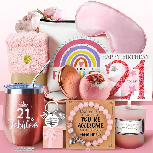 21st Birthday Gifts for Her, 21 Years Old Gift Basket Happy Birthday Pamper Set