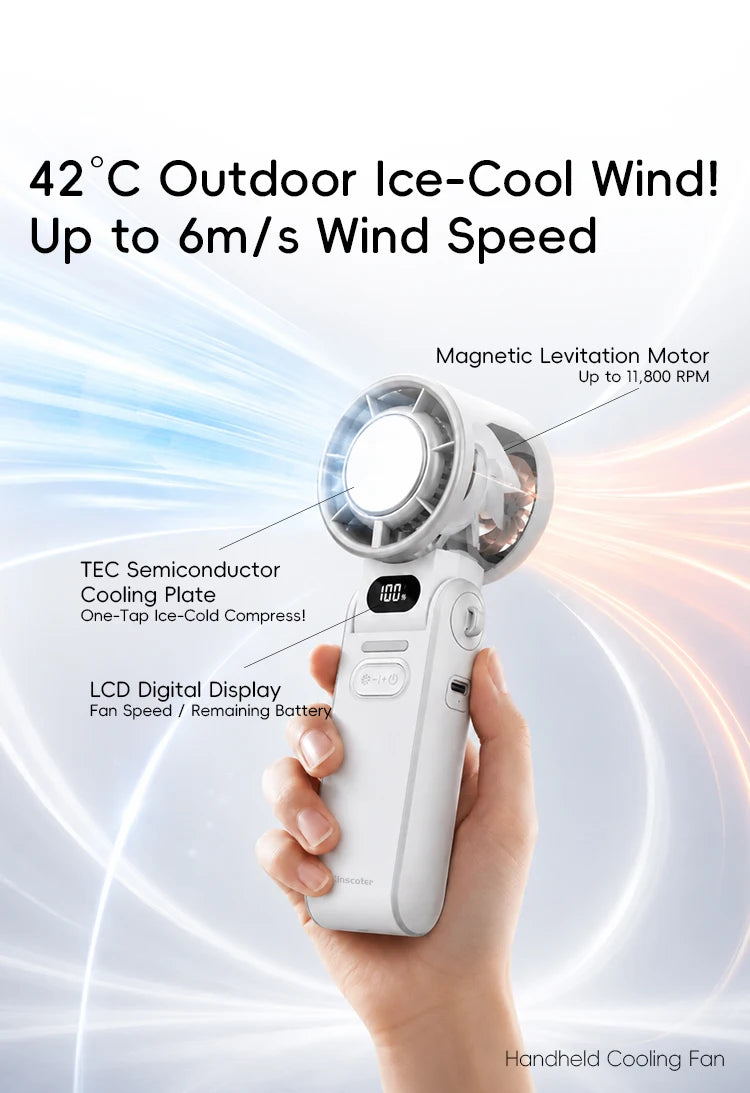 Portable Handheld Turbo Fan – Rechargeable High-Speed Mini Cooling Fan (Foldable, Adjustable Speeds)