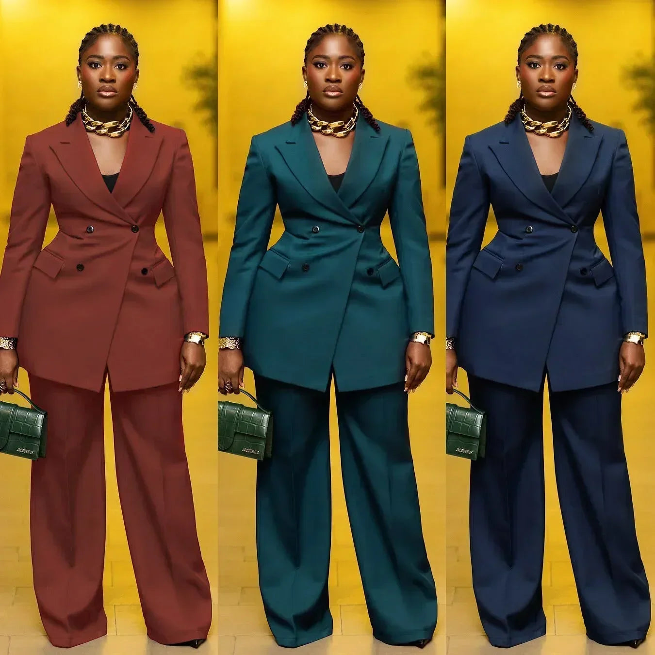 Women's Elegant 2-Piece Suit Set - Lapel Blazer & Tailored Trousers Workwear Outfit | SHEFYSTYLE