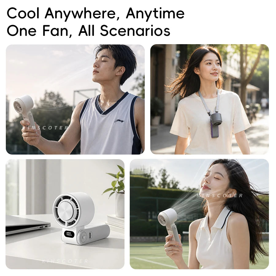 Portable Handheld Turbo Fan – Rechargeable High-Speed Mini Cooling Fan (Foldable, Adjustable Speeds)