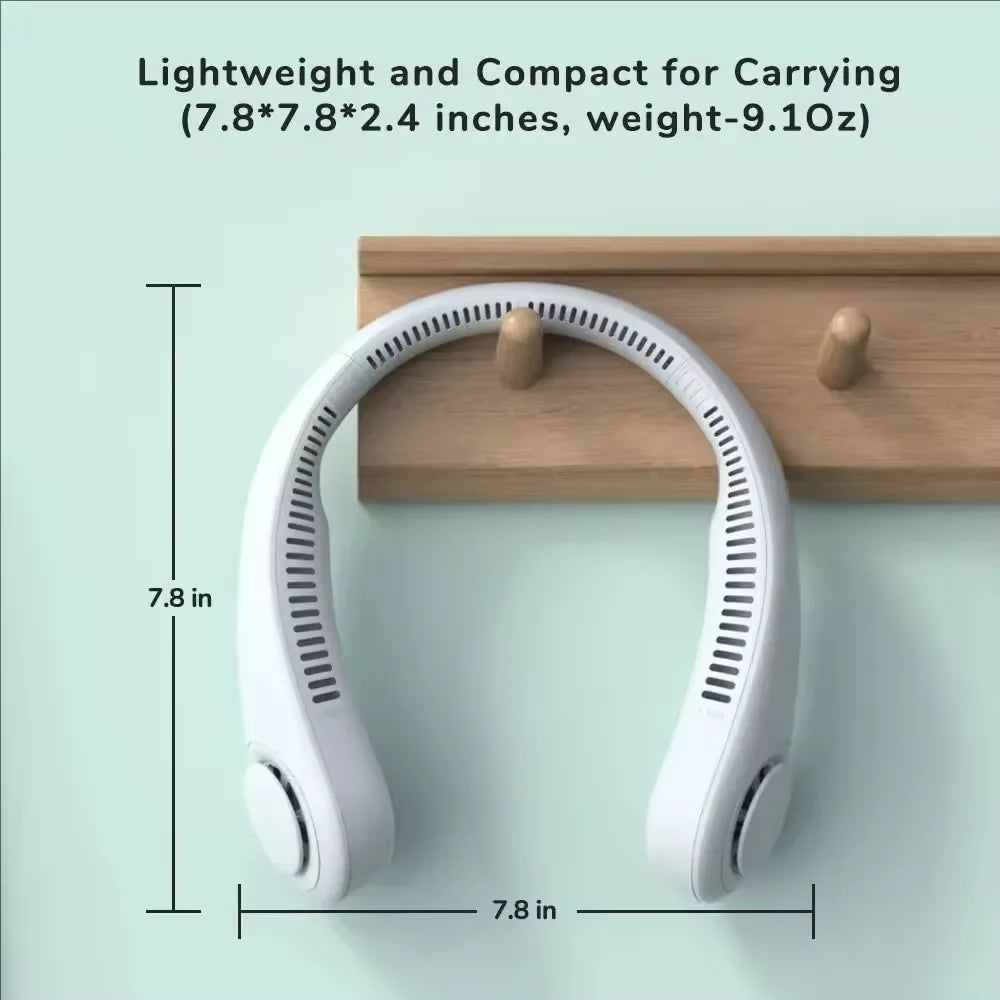 Hands-Free Bladeless Neck Fan – Portable USB Rechargeable Personal Cooling Fan (3 Speeds)