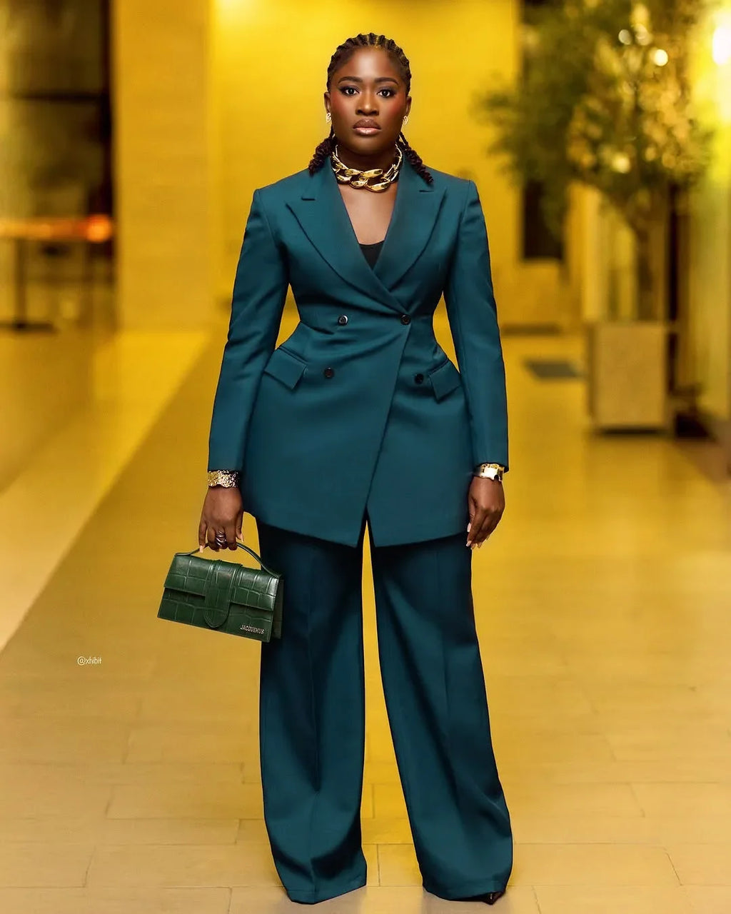 Women's Elegant 2-Piece Suit Set - Lapel Blazer & Tailored Trousers Workwear Outfit | SHEFYSTYLE