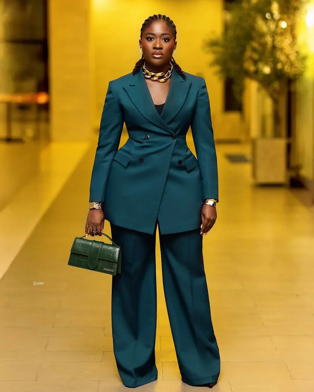 Women's Elegant 2-Piece Suit Set - Lapel Blazer & Tailored Trousers Workwear Outfit | SHEFYSTYLE