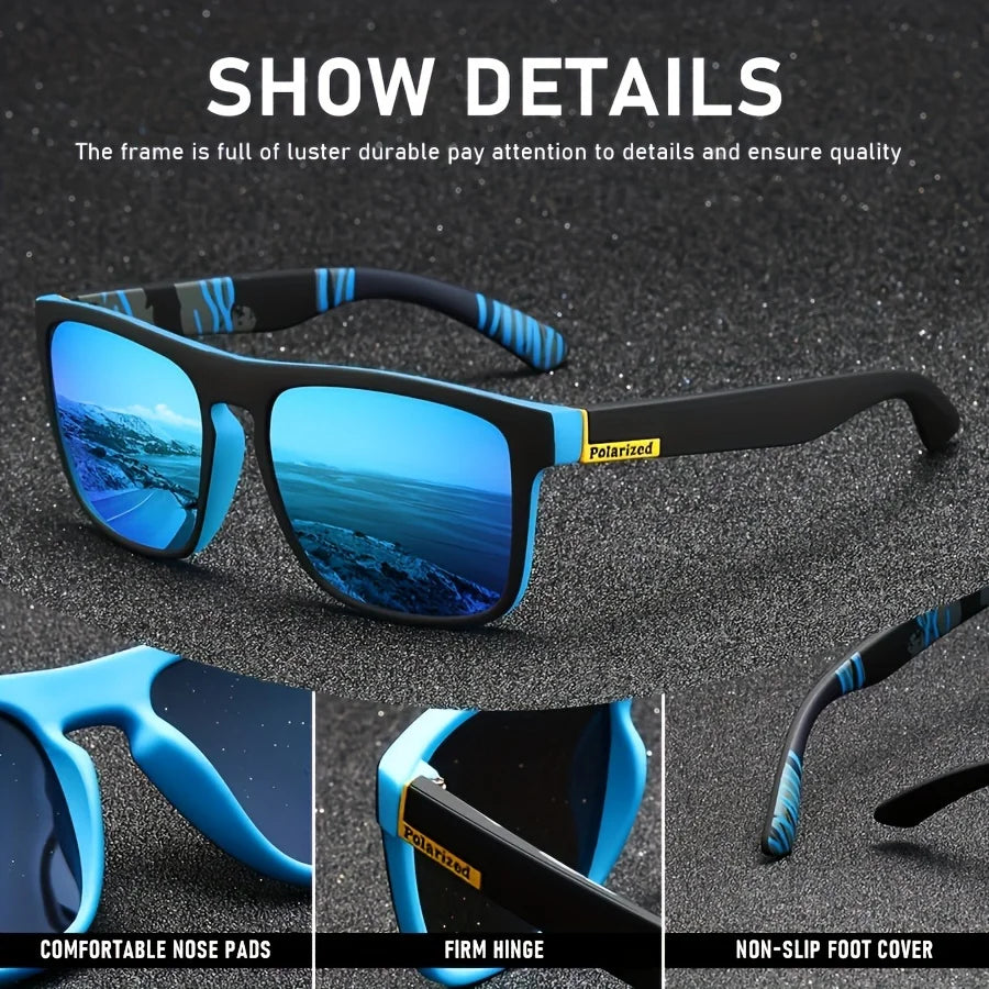 Polarized Square Sunglasses – Unisex Vintage UV400 Sunglasses with Mirrored Lenses (Driving, Fishing & Outdoor)