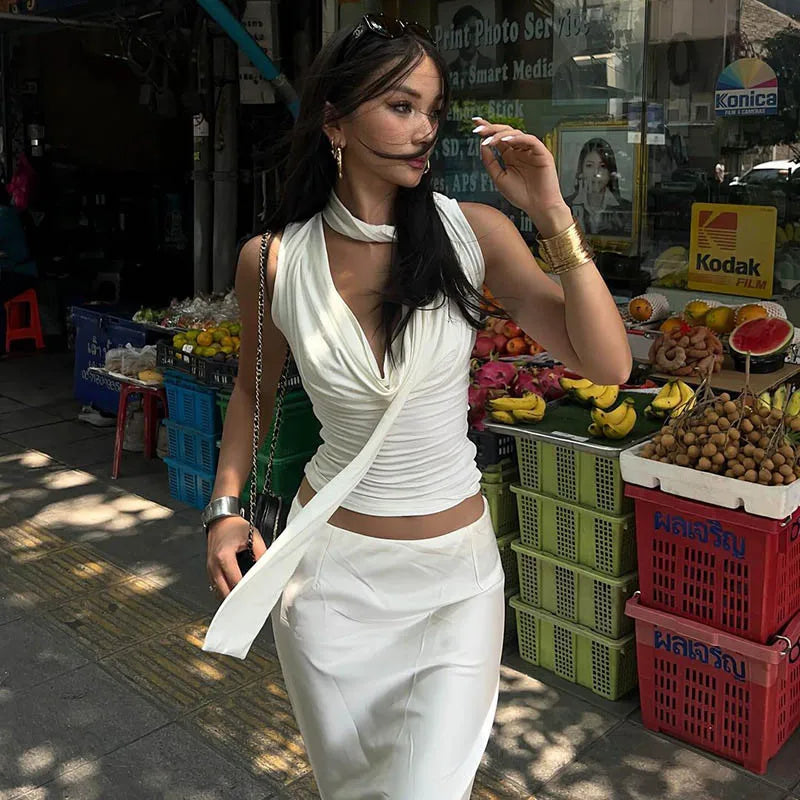 Women's Sleeveless V-Neck Tank Top - Slim Fit Knitted Summer Top | SHEFYSTYLE