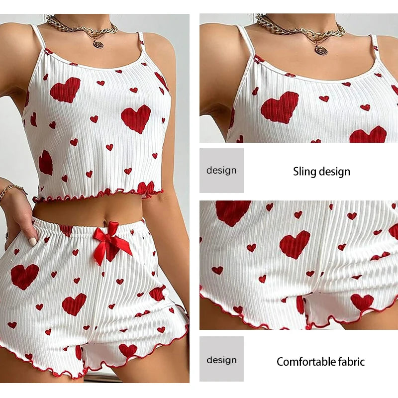 Women's 2-Piece Pajama Set - Soft Tank Top & Shorts Sleepwear Loungewear | SHEFYSTYLE