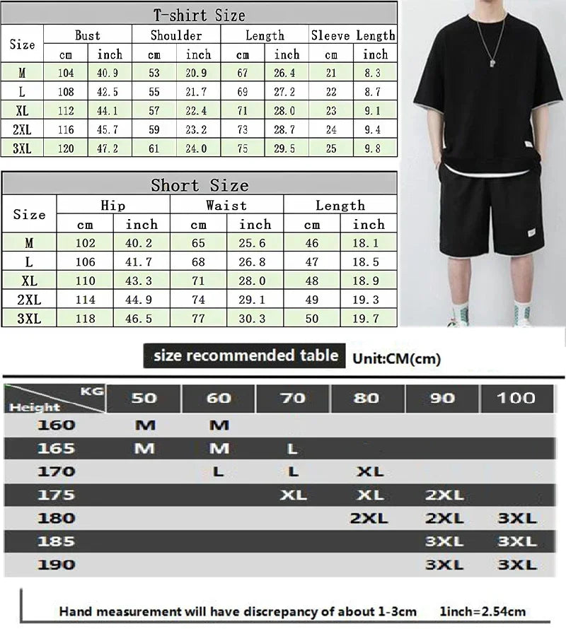 Men's 2-Piece Tracksuit Set - Short Sleeve Tee & Shorts Summer Streetwear Outfit | SHEFYSTYLE