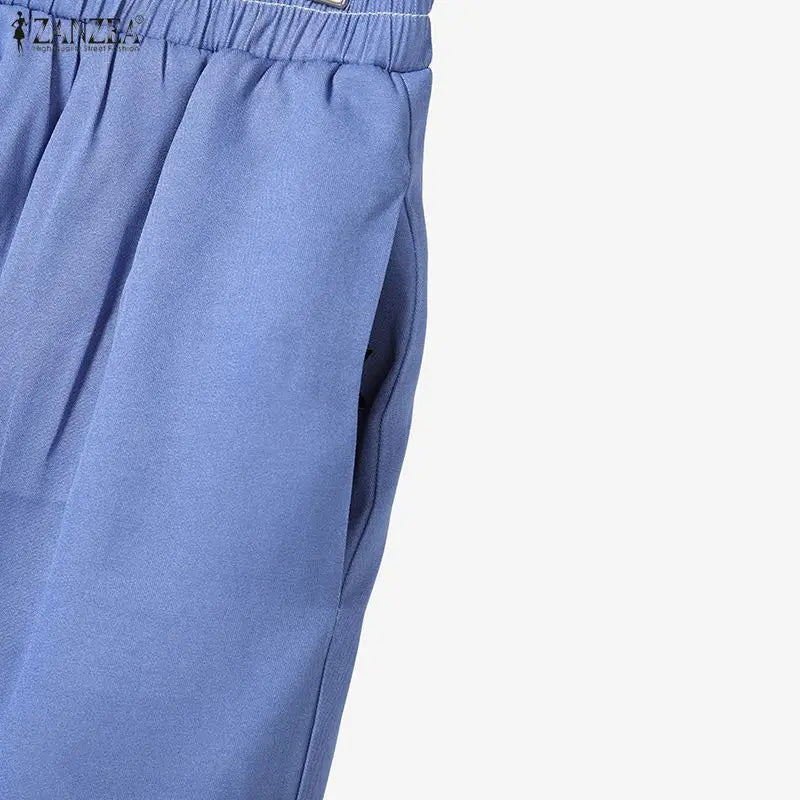 Women's Denim-Look 2-Piece Set - Short Sleeve Shirt & Elastic Waist Shorts Summer Outfit | SHEFYSTYLE