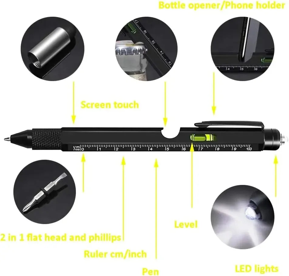 9-in-1 Multitool Pen - Screwdriver, Ruler & Stylus Gadget | Gift for Men & Dad | SHEFYSTYLE
