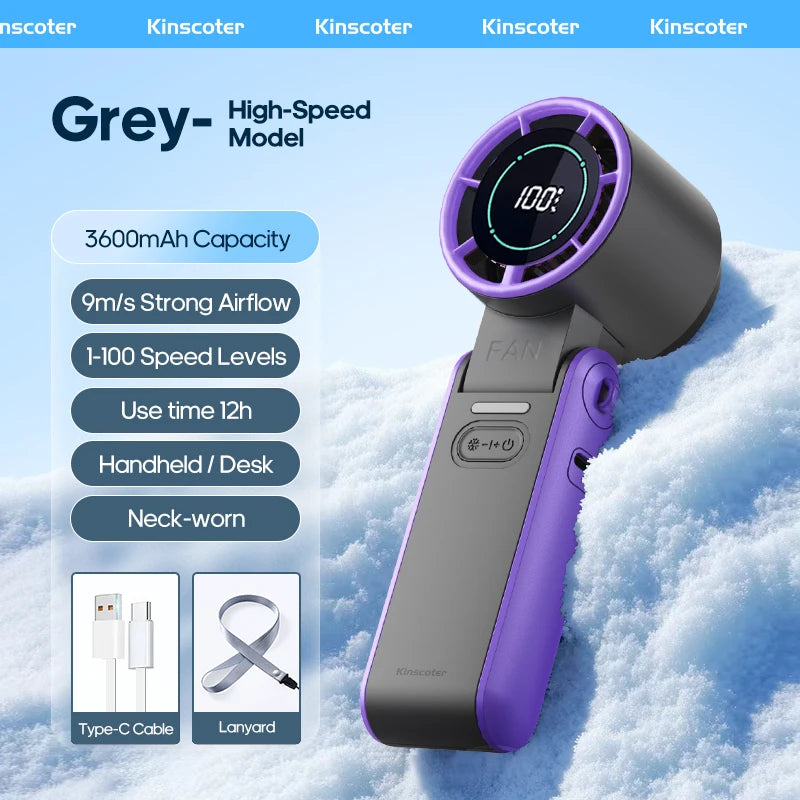 Portable Handheld Turbo Fan – Rechargeable High-Speed Mini Cooling Fan (Foldable, Adjustable Speeds)