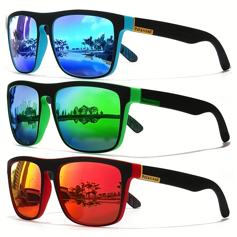 Polarized Square Sunglasses – Unisex Vintage UV400 Sunglasses with Mirrored Lenses (Driving, Fishing & Outdoor)