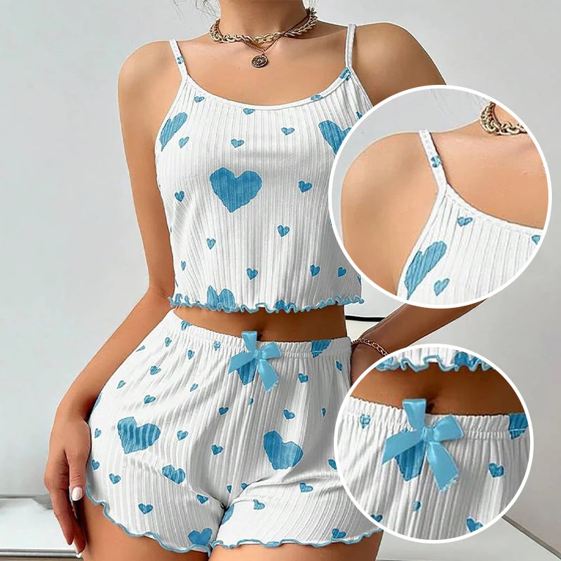 Women's 2-Piece Pajama Set - Soft Tank Top & Shorts Sleepwear Loungewear | SHEFYSTYLE