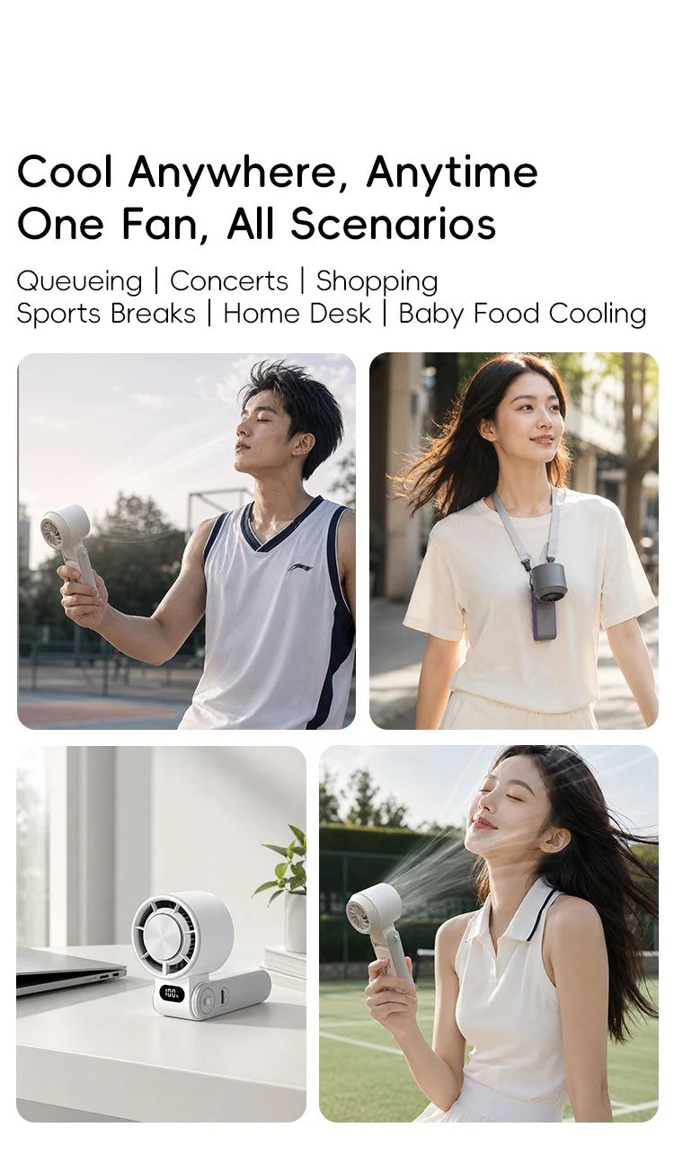 Portable Handheld Turbo Fan – Rechargeable High-Speed Mini Cooling Fan (Foldable, Adjustable Speeds)
