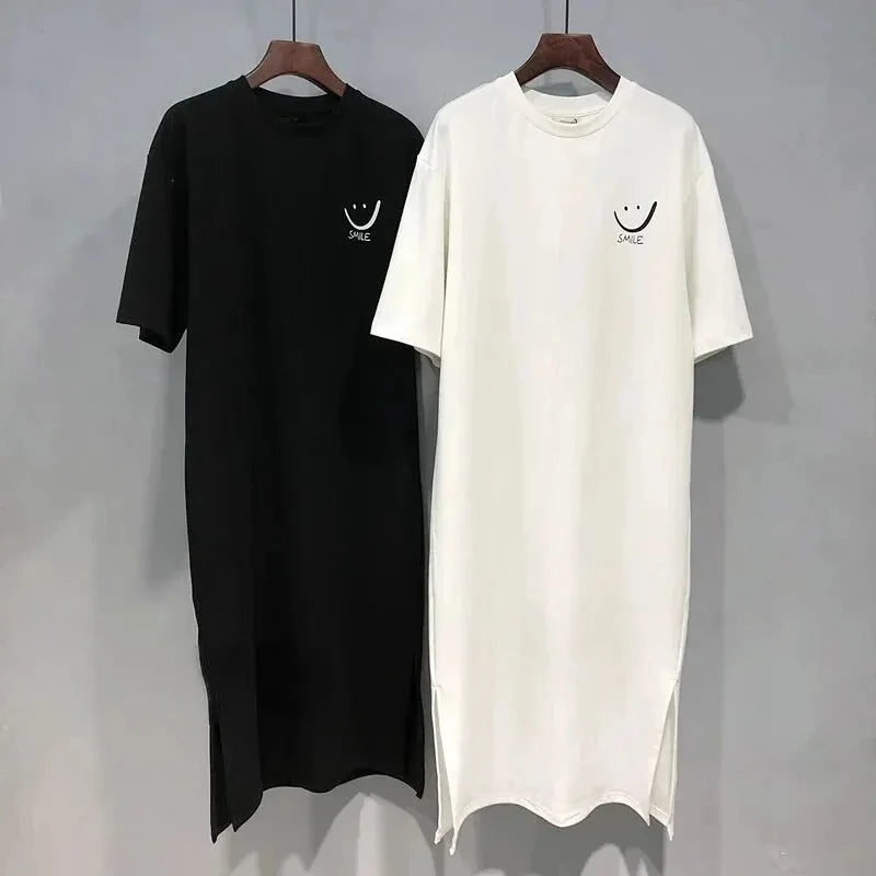 Women's Short Sleeve T-Shirt Dress - Loose Casual Mid-Length Summer Dress | SHEFYSTYLE