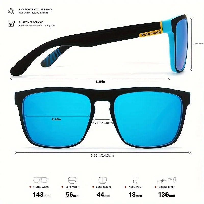 Polarized Square Sunglasses – Unisex Vintage UV400 Sunglasses with Mirrored Lenses (Driving, Fishing & Outdoor)