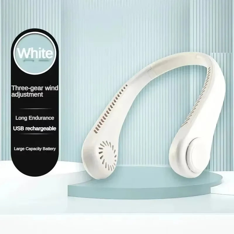 Hands-Free Bladeless Neck Fan – Portable USB Rechargeable Personal Cooling Fan (3 Speeds)