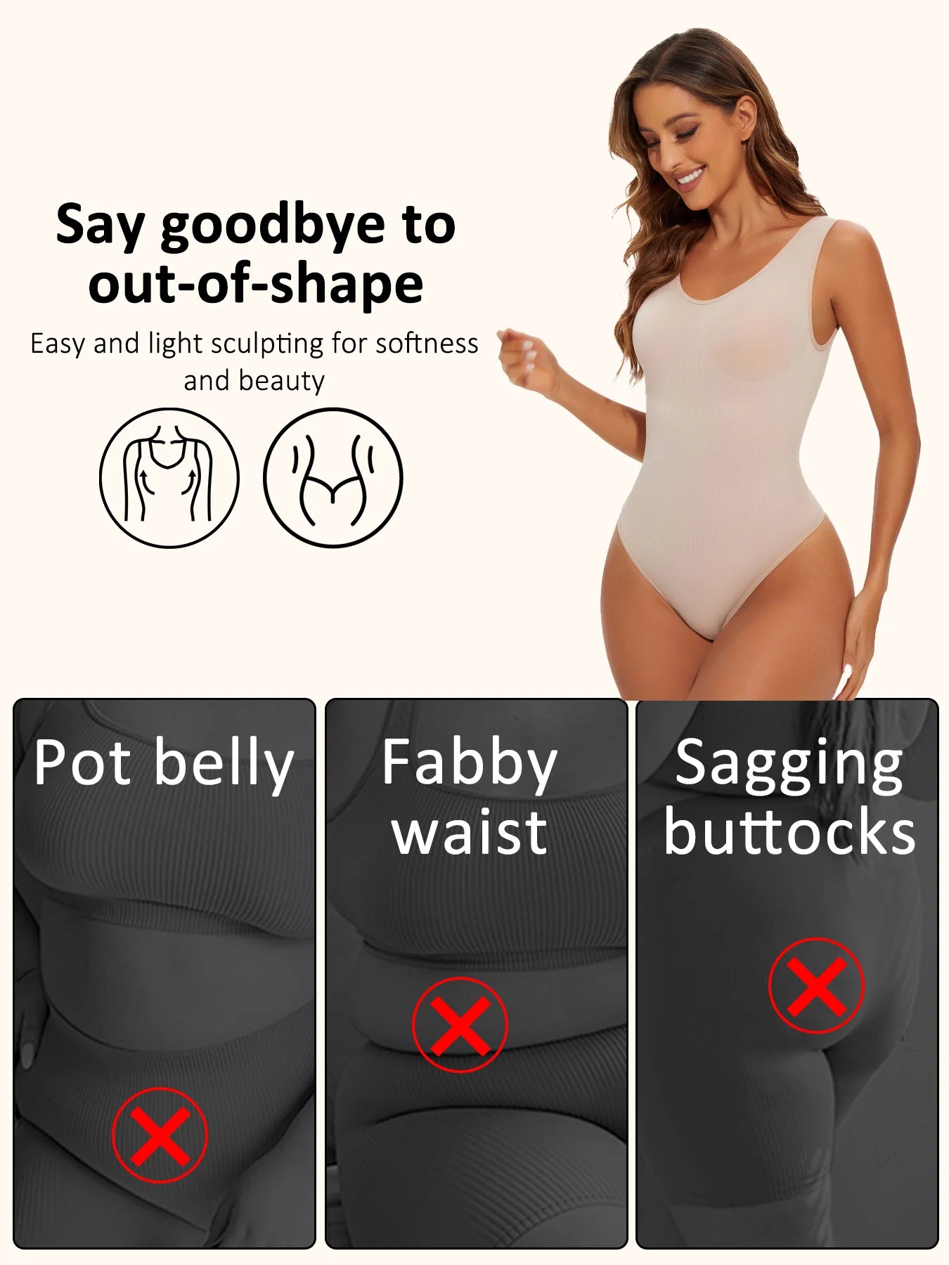 Women's Seamless Thong Shapewear Bodysuit - Tummy Control Flat Belly Body Shaper | SHEFYSTYLE