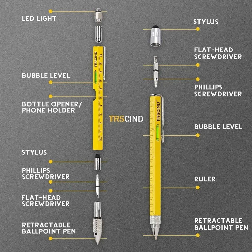 9-in-1 Multitool Pen - Screwdriver, Ruler & Stylus Gadget | Gift for Men & Dad | SHEFYSTYLE