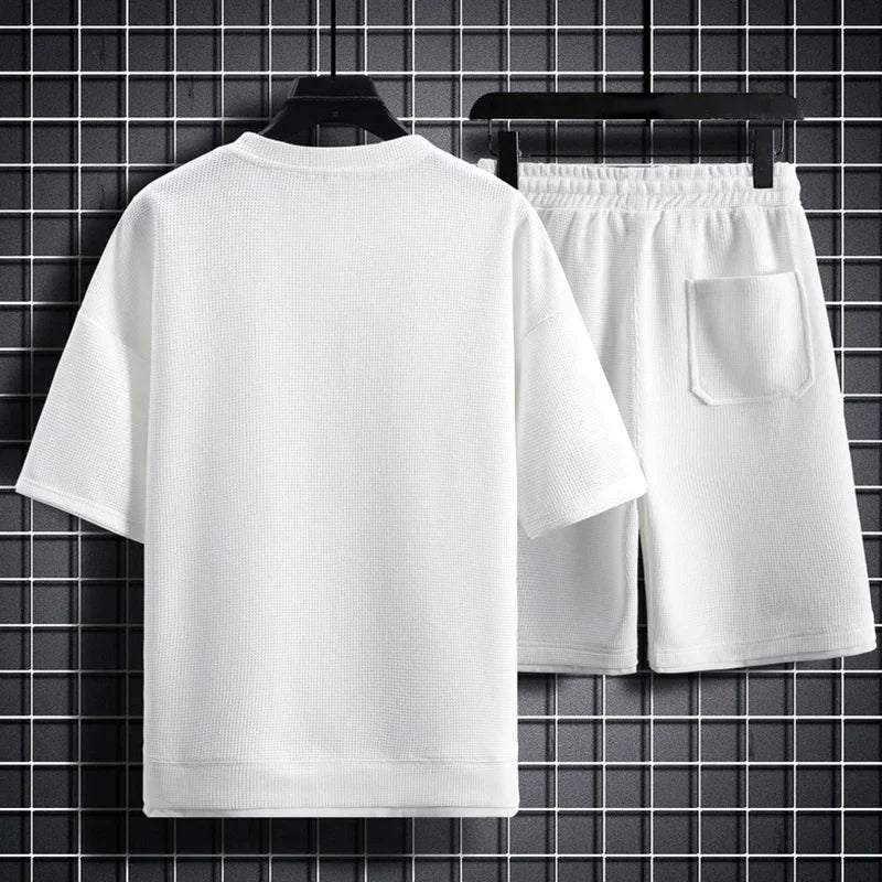 Men's 2-Piece Tracksuit Set - Short Sleeve Tee & Shorts Summer Streetwear Outfit | SHEFYSTYLE