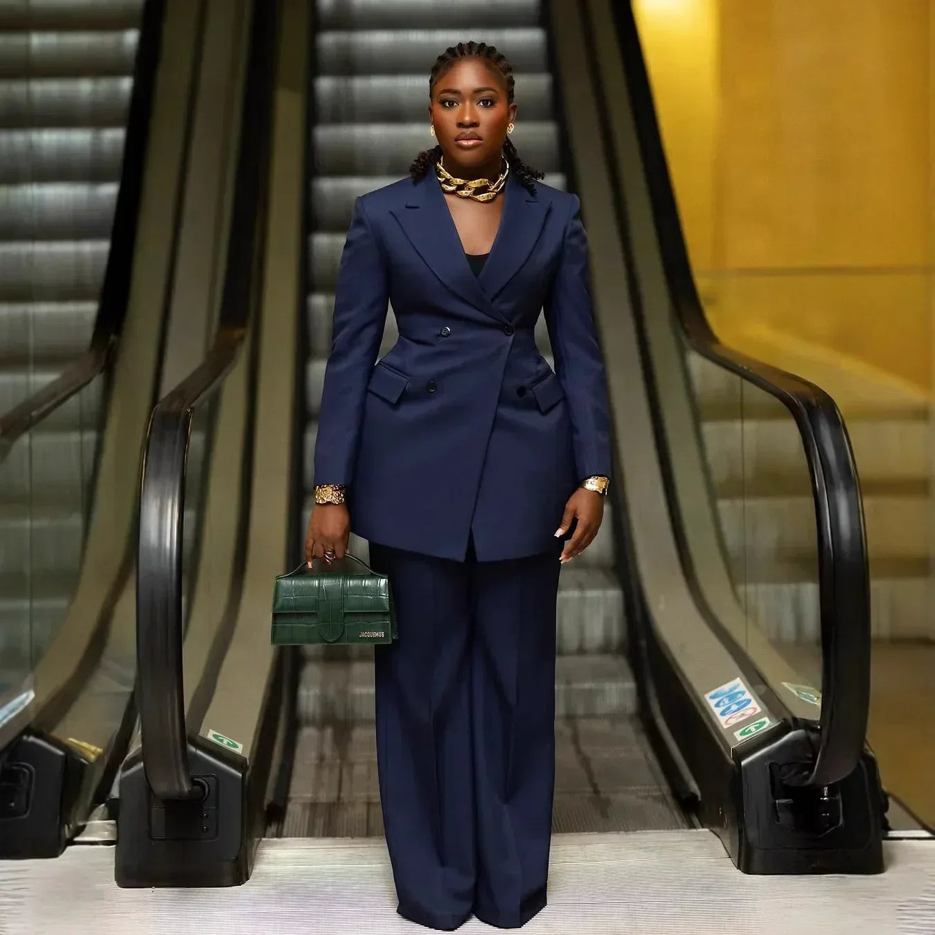 Women's Elegant 2-Piece Suit Set - Lapel Blazer & Tailored Trousers Workwear Outfit | SHEFYSTYLE