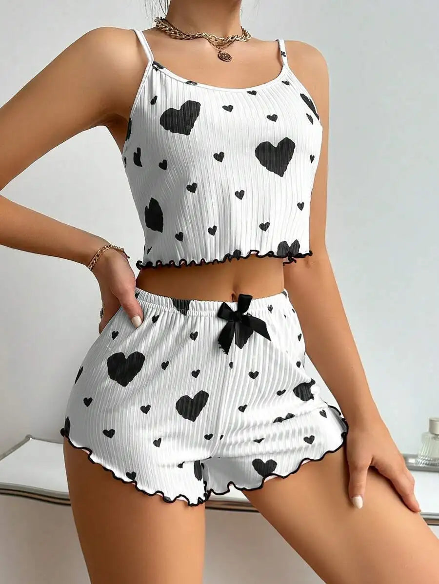 Women's 2-Piece Pajama Set - Soft Tank Top & Shorts Sleepwear Loungewear | SHEFYSTYLE
