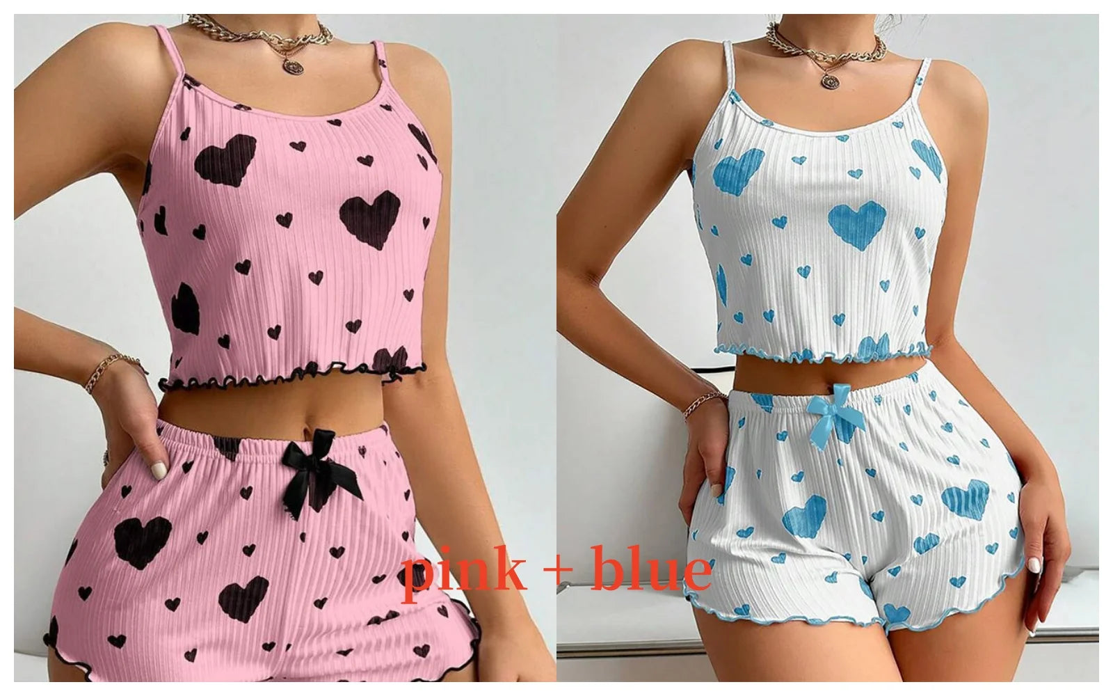 Women's 2-Piece Pajama Set - Soft Tank Top & Shorts Sleepwear Loungewear | SHEFYSTYLE