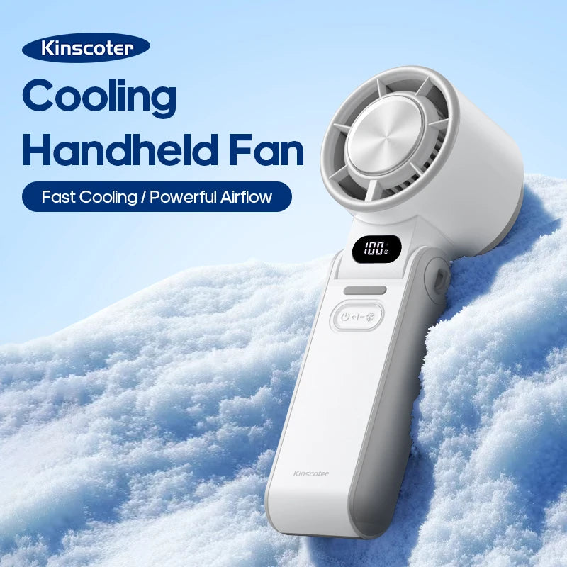 Portable Handheld Turbo Fan – Rechargeable High-Speed Mini Cooling Fan (Foldable, Adjustable Speeds)