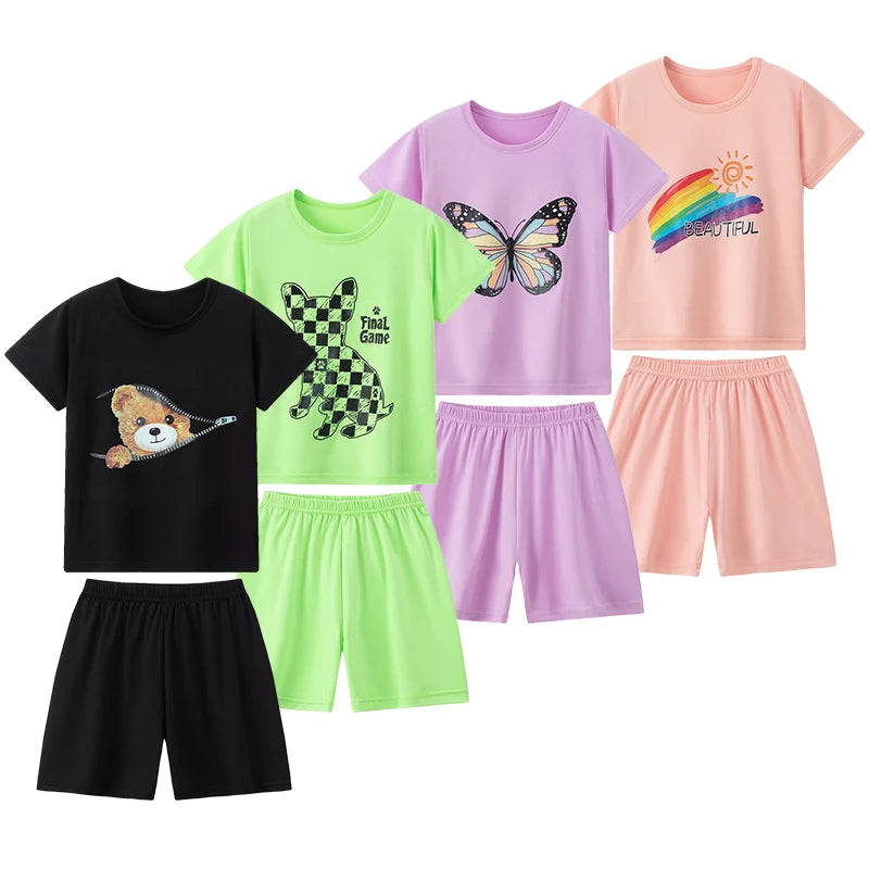 Kids' 2-Piece Summer Set – Short-Sleeve T-Shirt & Shorts for Boys & Girls (Soft Cotton, Casual)