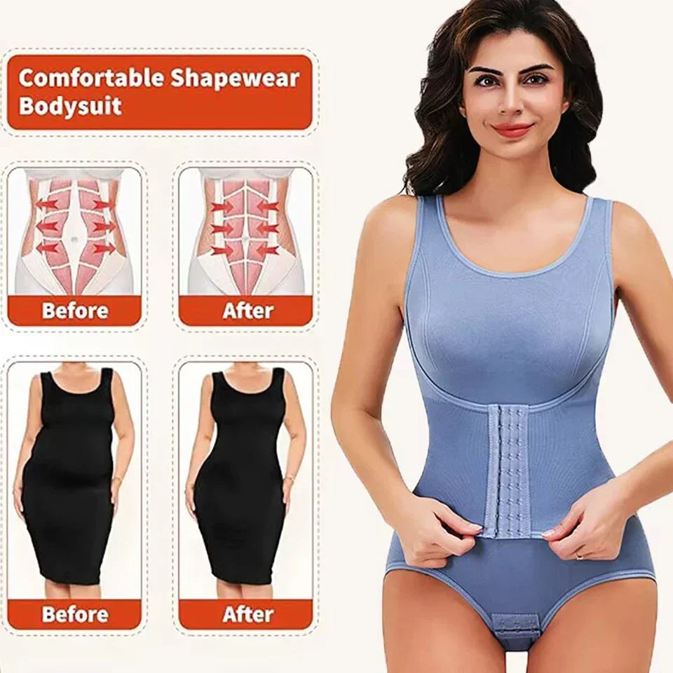 Women's Zipper Waist Trainer Bodysuit - Tummy Control Body Shaper Shapewear | SHEFYSTYLE