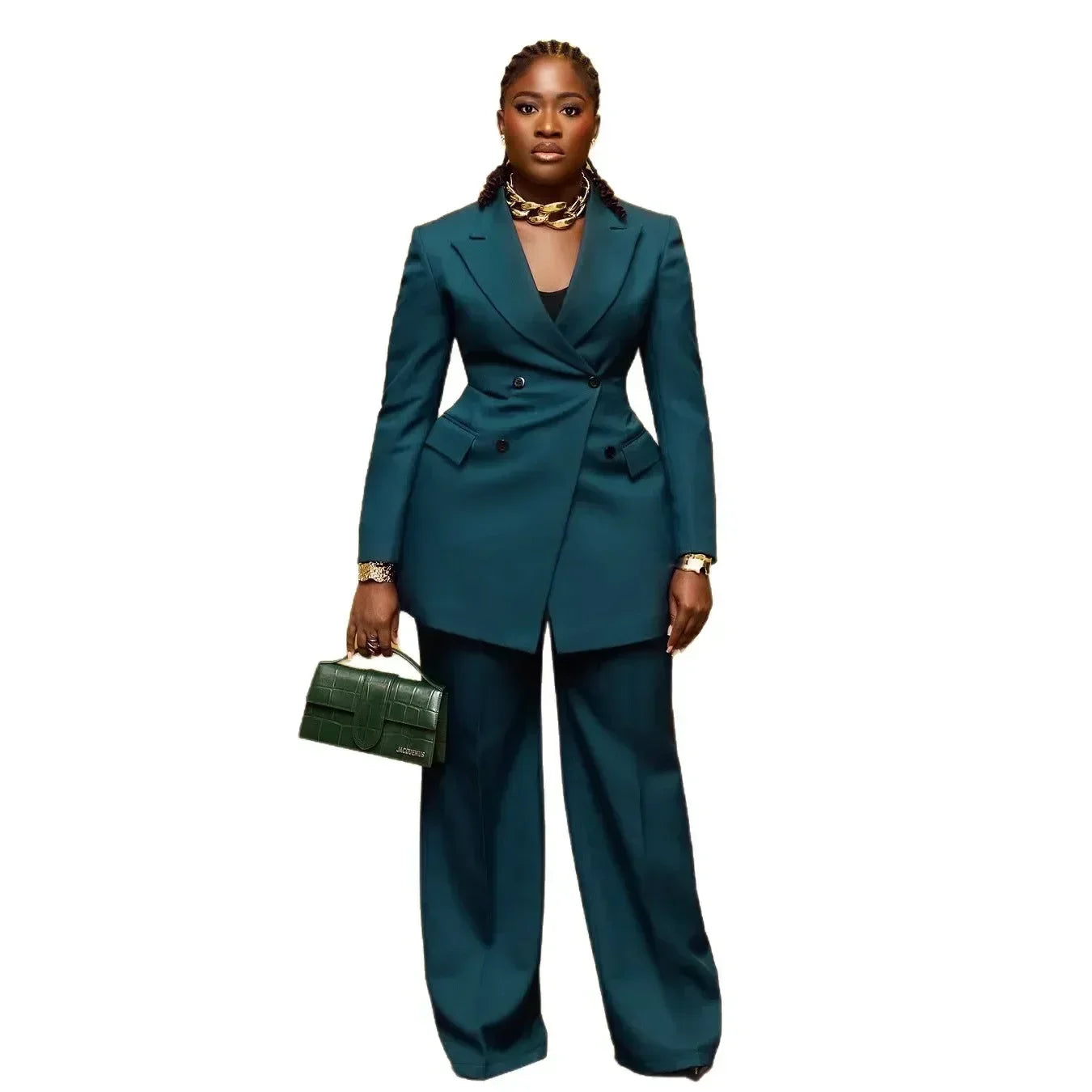 Women's Elegant 2-Piece Suit Set - Lapel Blazer & Tailored Trousers Workwear Outfit | SHEFYSTYLE