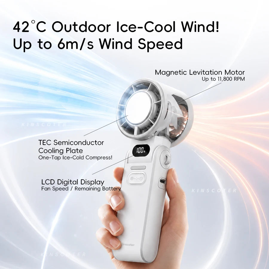 Portable Handheld Turbo Fan – Rechargeable High-Speed Mini Cooling Fan (Foldable, Adjustable Speeds)