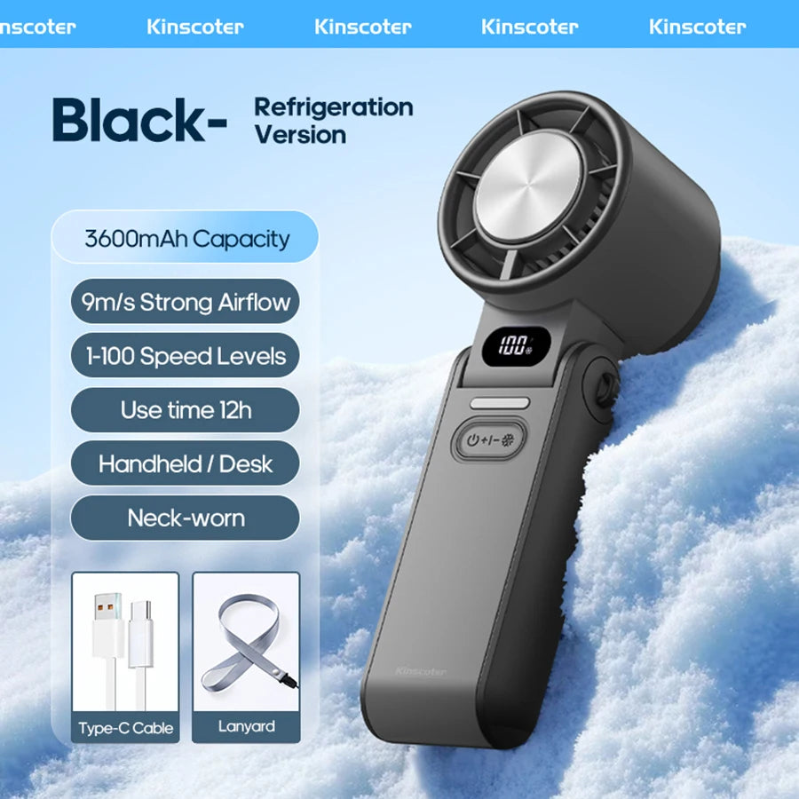 Portable Handheld Turbo Fan – Rechargeable High-Speed Mini Cooling Fan (Foldable, Adjustable Speeds)