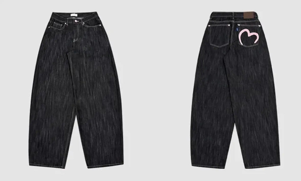 Y2K Grunge Wide-Leg Jeans – High-Waist Baggy Denim for Women (Harajuku Streetwear, Loose Fit)