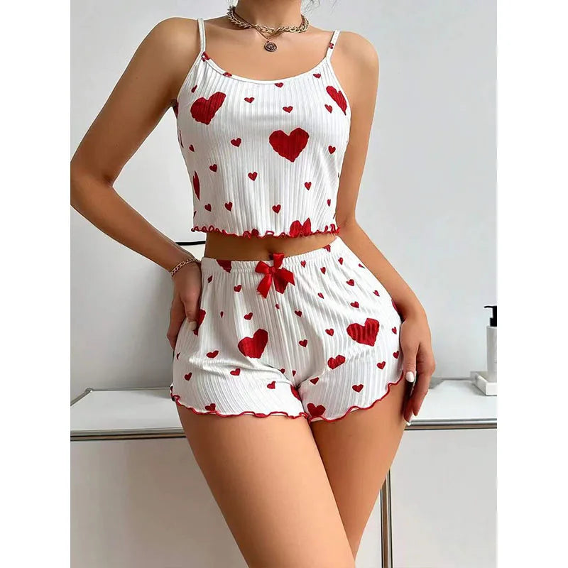 Women's 2-Piece Pajama Set - Soft Tank Top & Shorts Sleepwear Loungewear | SHEFYSTYLE