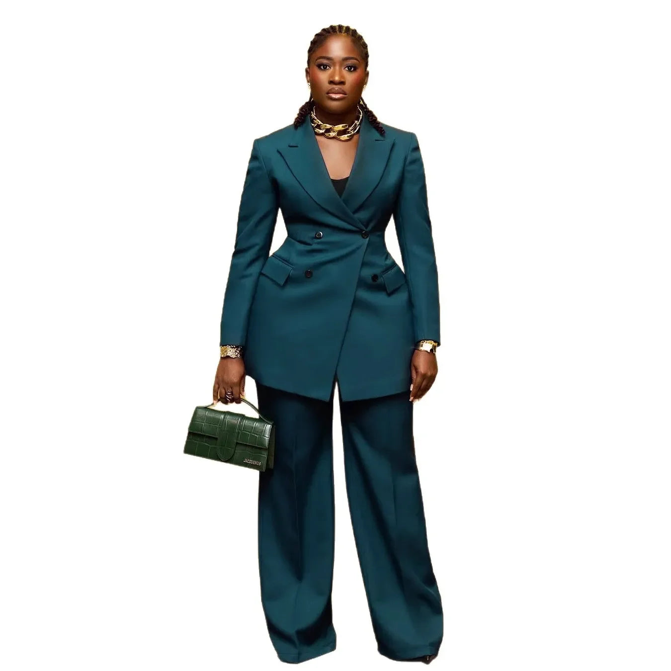 Women's Elegant 2-Piece Suit Set - Lapel Blazer & Tailored Trousers Workwear Outfit | SHEFYSTYLE