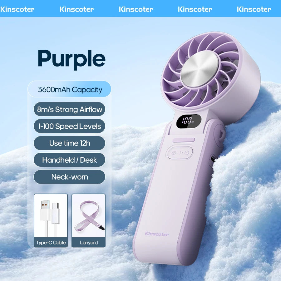 Portable Handheld Turbo Fan – Rechargeable High-Speed Mini Cooling Fan (Foldable, Adjustable Speeds)