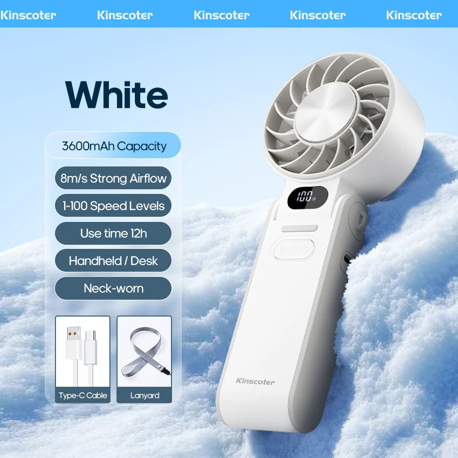 Portable Handheld Turbo Fan – Rechargeable High-Speed Mini Cooling Fan (Foldable, Adjustable Speeds)
