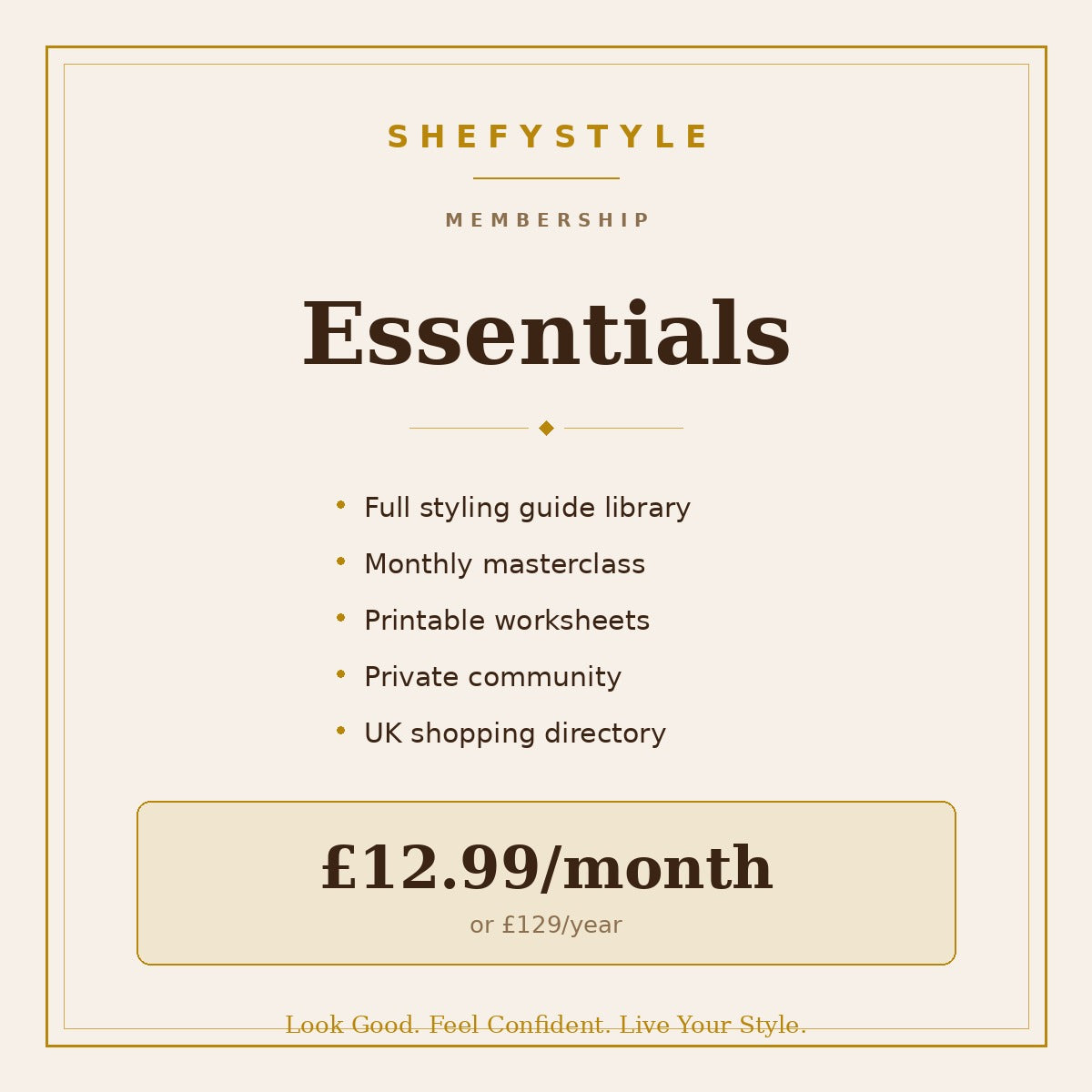 SHEFYSTYLE Style Club - Membership & Digital Styling Library