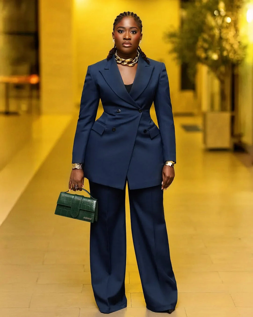 Women's Elegant 2-Piece Suit Set - Lapel Blazer & Tailored Trousers Workwear Outfit | SHEFYSTYLE