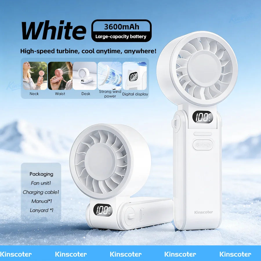 Portable Handheld Turbo Fan – Rechargeable High-Speed Mini Cooling Fan (Foldable, Adjustable Speeds)