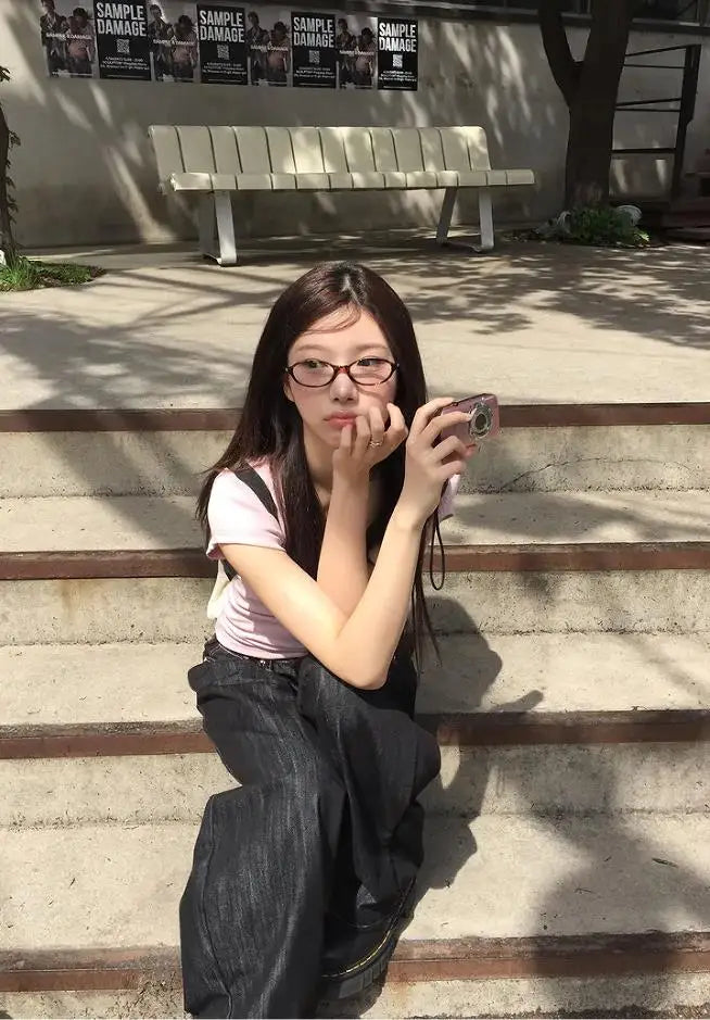 Y2K Grunge Wide-Leg Jeans – High-Waist Baggy Denim for Women (Harajuku Streetwear, Loose Fit)