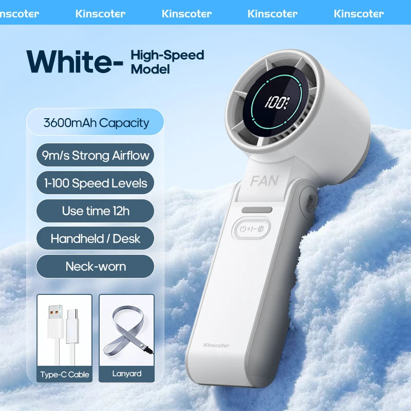 Portable Handheld Turbo Fan – Rechargeable High-Speed Mini Cooling Fan (Foldable, Adjustable Speeds)