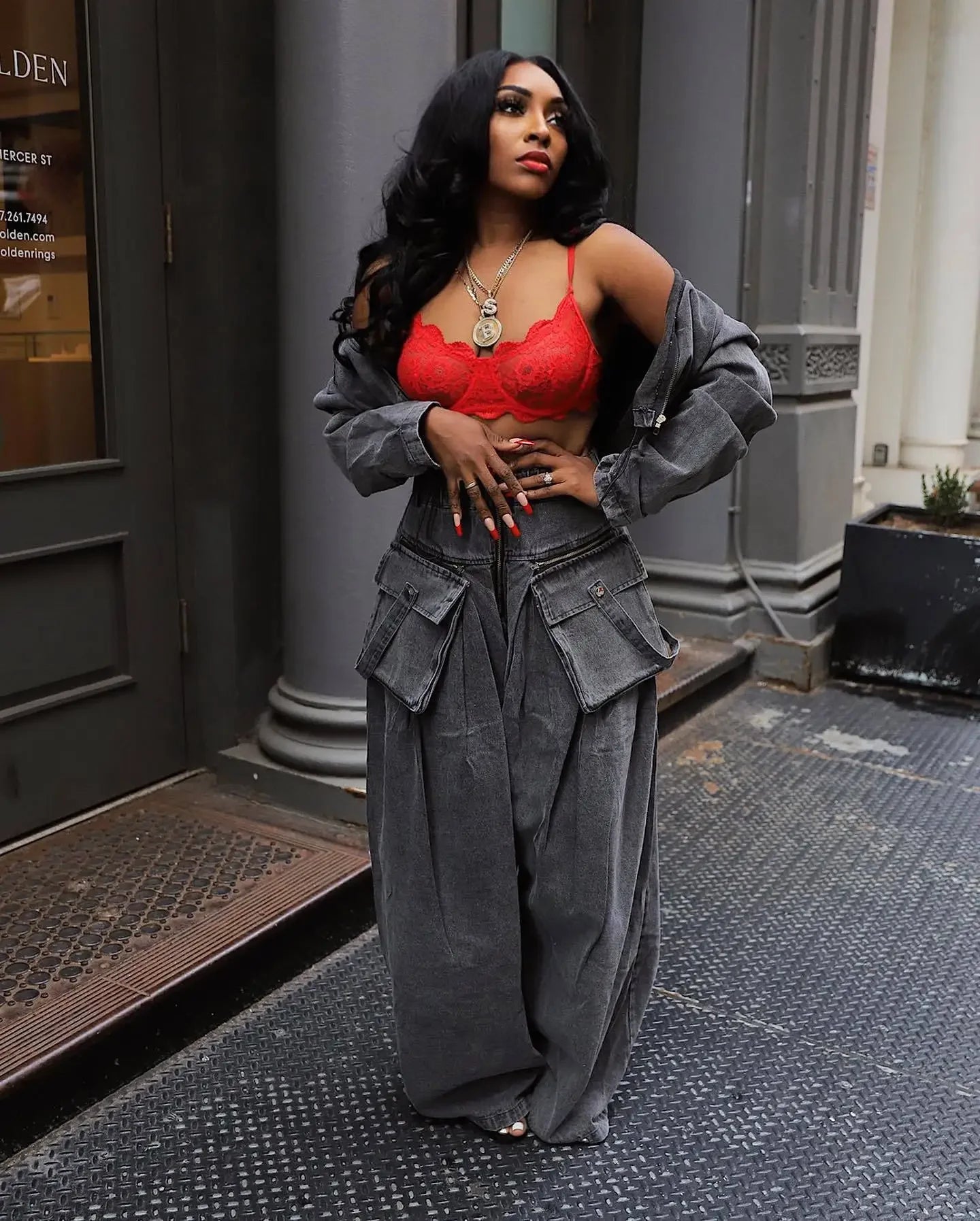 Women's Denim 2-Piece Set - Jacket & Wide Leg Jeans Matching Streetwear Outfit | SHEFYSTYLE