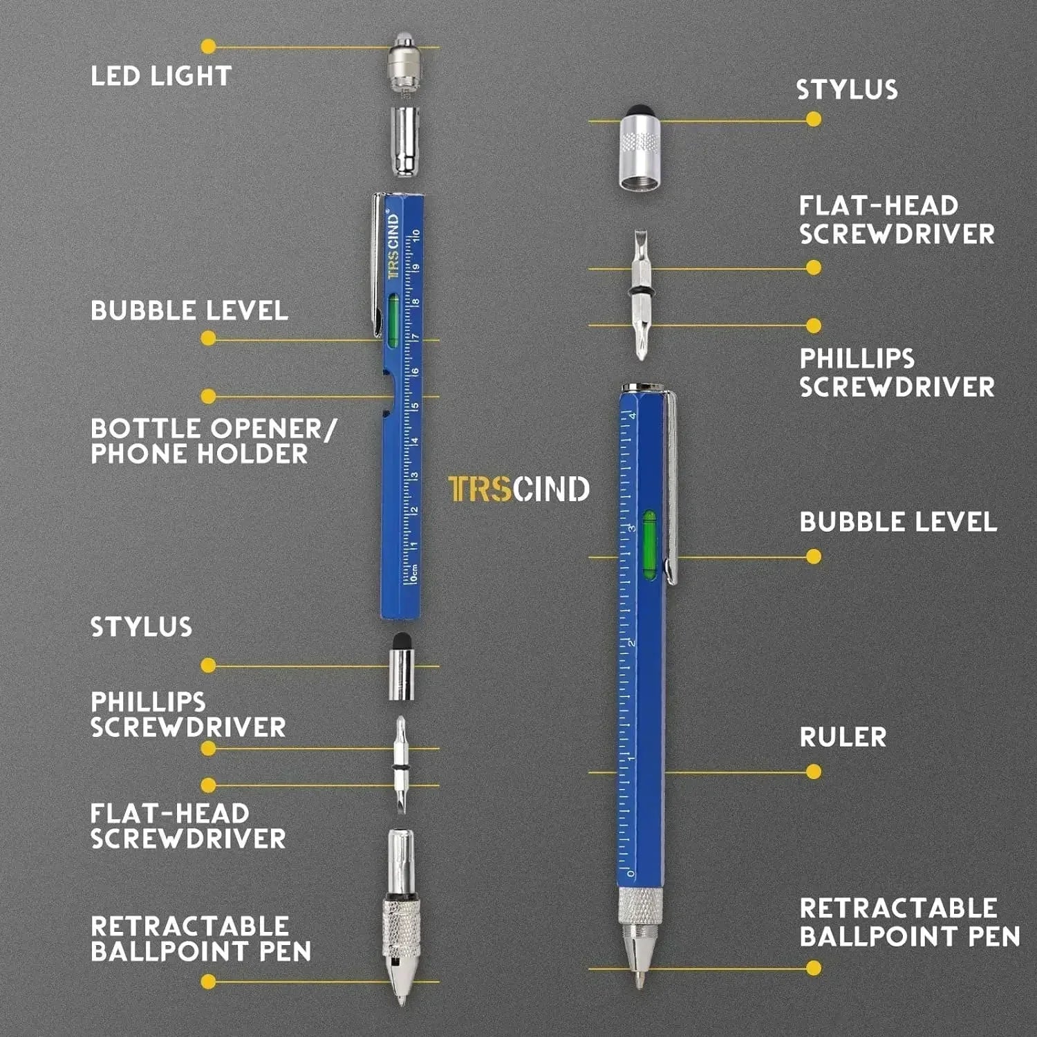 9-in-1 Multitool Pen - Screwdriver, Ruler & Stylus Gadget | Gift for Men & Dad | SHEFYSTYLE