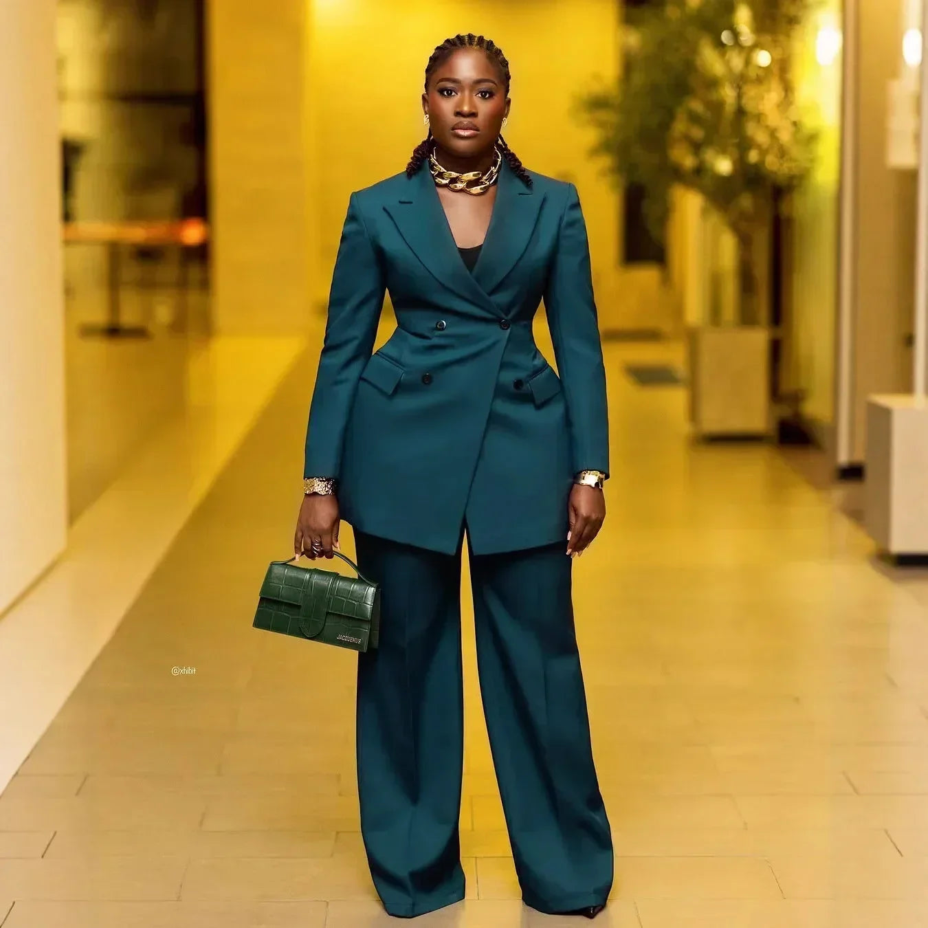 Women's Elegant 2-Piece Suit Set - Lapel Blazer & Tailored Trousers Workwear Outfit | SHEFYSTYLE