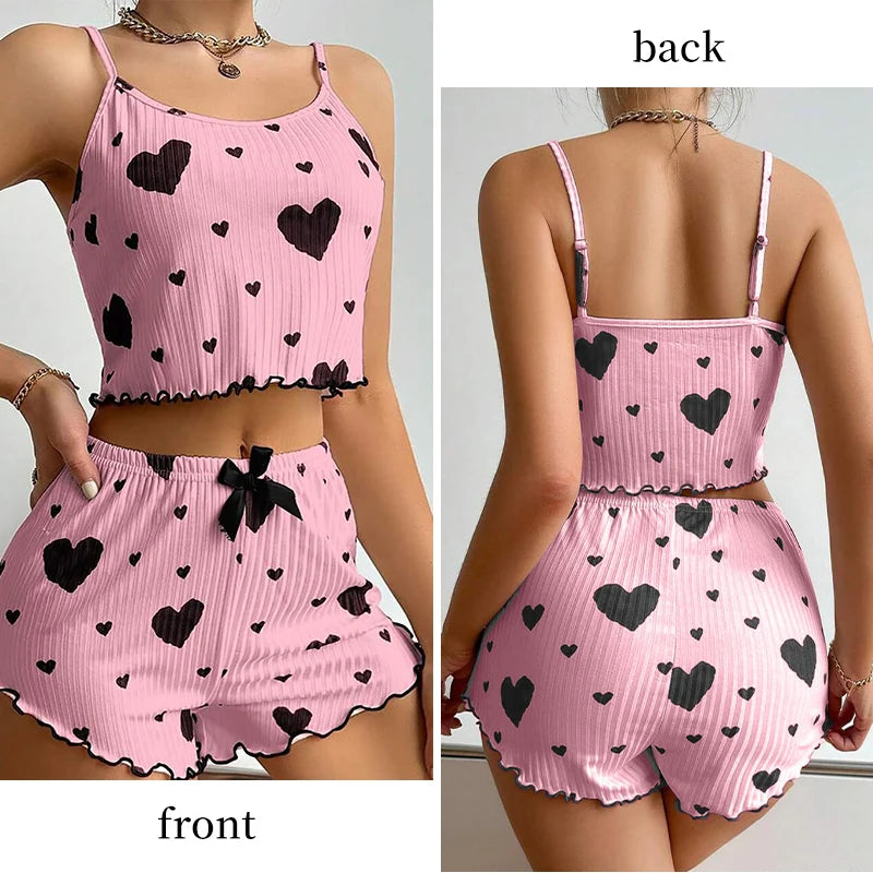Women's 2-Piece Pajama Set - Soft Tank Top & Shorts Sleepwear Loungewear | SHEFYSTYLE